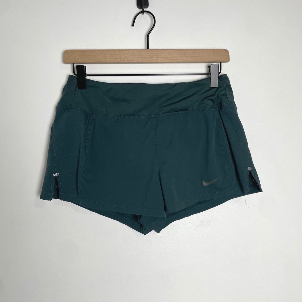 Nike Running Shorts Women Small Green Dri-FIT Athletic Gym Workout Activewear